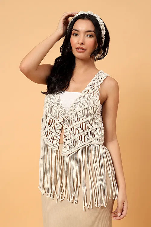 Ajoobaa Beige Breeze Top - Off White