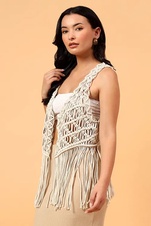 Ajoobaa Beige Breeze Top - Off White