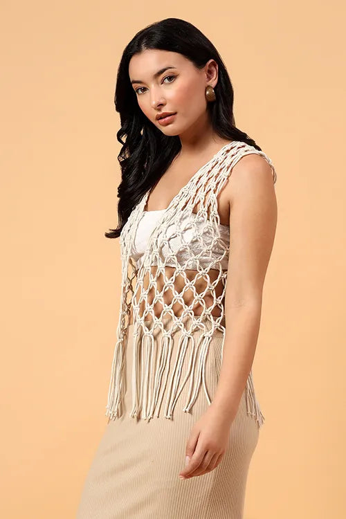 Ajoobaa Artisan Drape Top - Off White