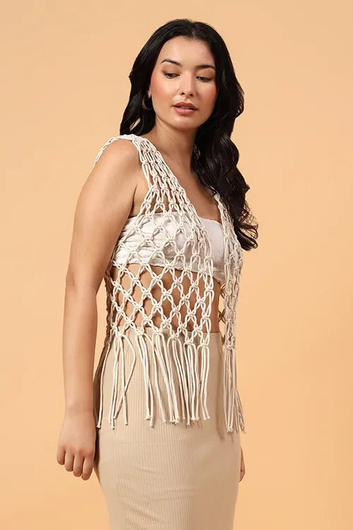 Ajoobaa Artisan Drape Top - Off White