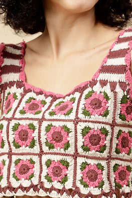 Ajoobaa "Floral" Crochet Cotton Crop Top