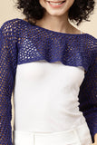 Ajoobaa "Crop" Crochet Pure Cotton Handmade Bolero- Blue