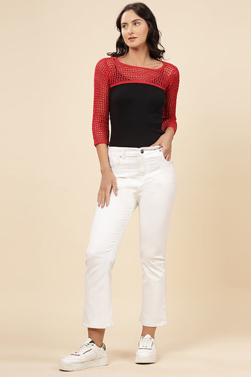 Ajoobaa "Long Sleeve" Crochet Bolero-Red