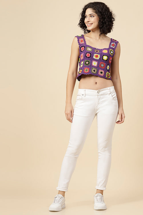 Ajoobaa "Granny Square" Crochet Top-Purple