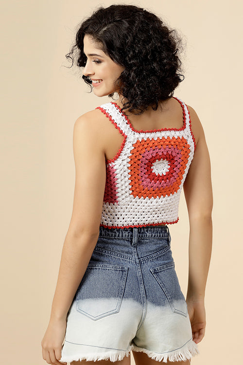 Ajoobaa Crochet "Square" Crop Top For Women