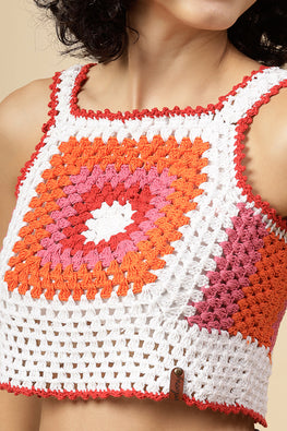 Ajoobaa Crochet "Square" Crop Top For Women