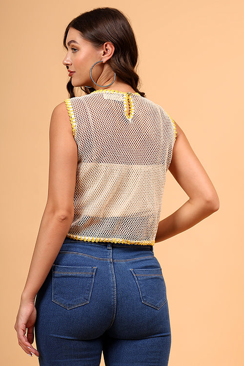 Ajoobaa "Sunflower" Crochet Cotton Mesh Top