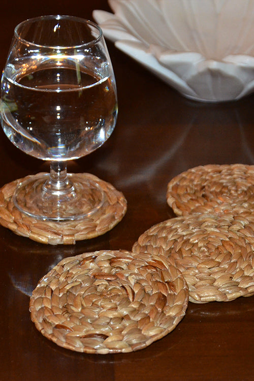 Dharini Water Hyacinth Round Coasters (Set of 4)