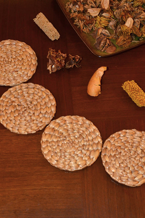 Dharini Water Hyacinth Round Coasters (Set of 4)