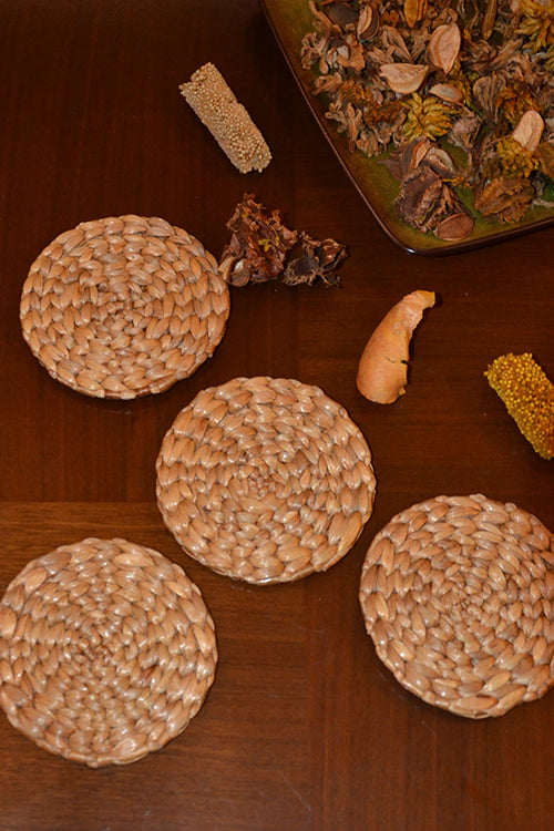 Dharini Water Hyacinth Round Coasters (Set of 4)