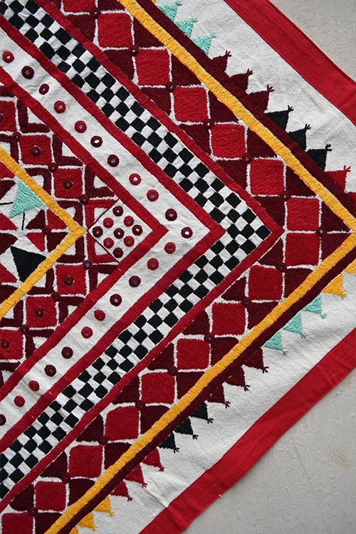 Okhai 'AAINA' Hand Embroidered Mirror Work Pure Cotton Wall Hanging