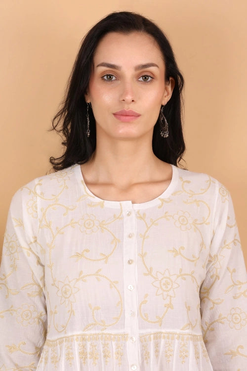 Shwet Women White Hand Embroidered Chikankari Shrug