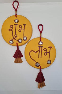 Antarang- Terracotta- Handcrafted-  Yellow Shubh And Labh -