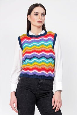 Ajoobaa Crochet "Chevron Pattern" Sleeveless Sweater - Multi