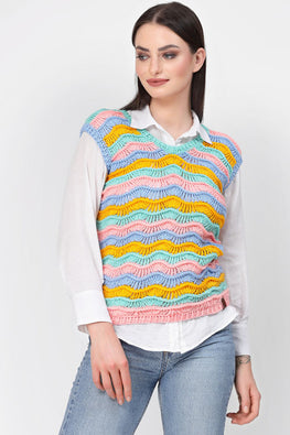 Ajoobaa "Ripple Crochet Stitch" Pullover For Women - Multi