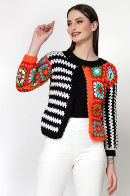 Ajoobaa "Partywear"Crochet Sweater For Ladies - Black