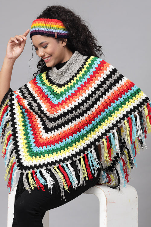 Ajoobaa "Tassel" Crochet Poncho- Multi