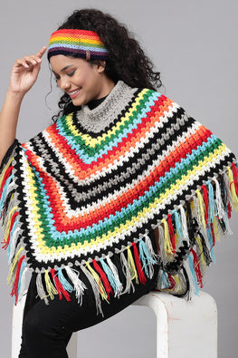 Ajoobaa "Tassel" Crochet Poncho- Multi