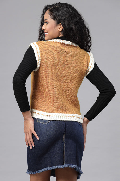 Ajoobaa "V-Neck" Handknitted Sweater Vest- Mustard