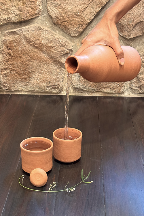 Antarang - Handcrafted Terracotta Water Bottle Set with 2 Glasses – Eco-Friendly & Sustainable
