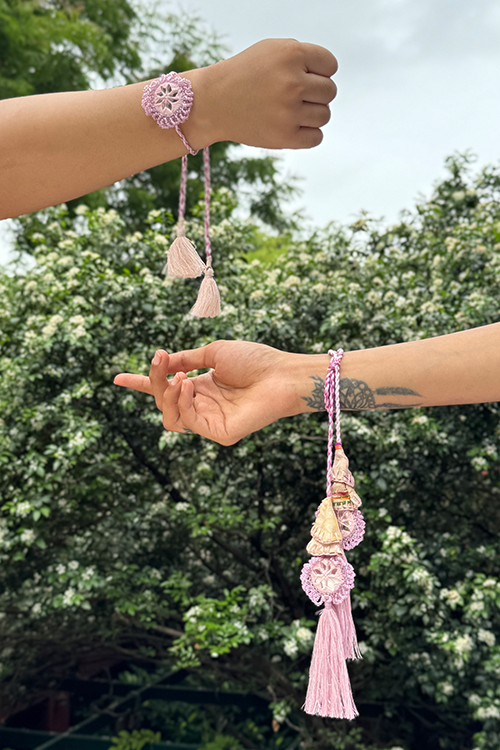 Antarang Lavendar Jumki Bhai-Bhabhi Rakhi Set
