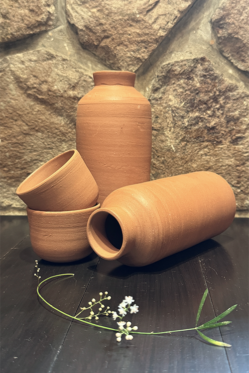 Antarang - Handcrafted Terracotta Water Bottle Full Set of 2– Eco-Friendly & Sustainable