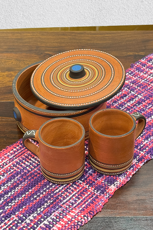 Antarang - Handcrafted Set Of 2 Mug And 1 Dabar