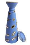 Antarang- Terracotta- Handcrafted- Blue Long Diya