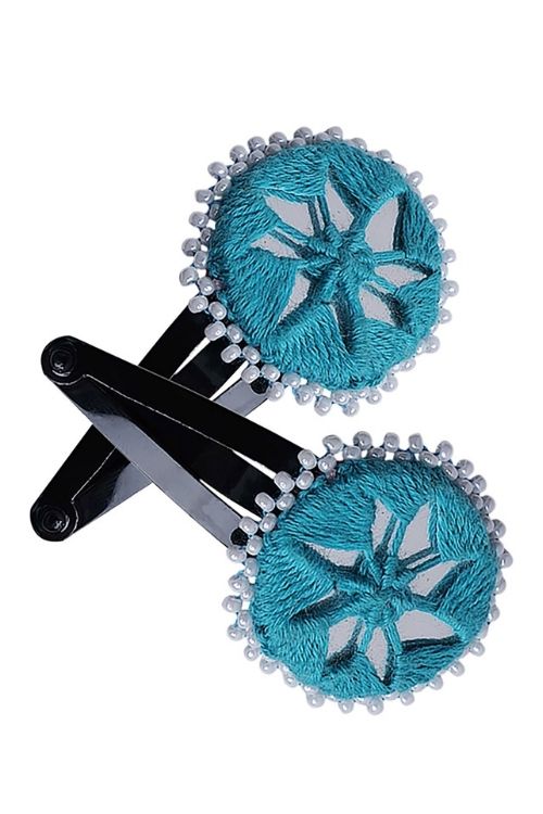 Antarang Handcrafted Black Tic Tac Pins By Divyang & Rural Women- Blue
