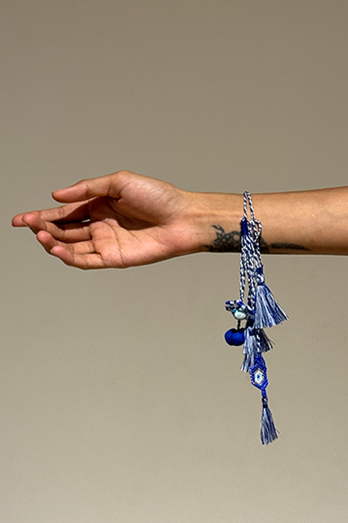 Antarang Blooming Bead-Evil Eye Lumba Bhai Bhabhi Rakhi Set
