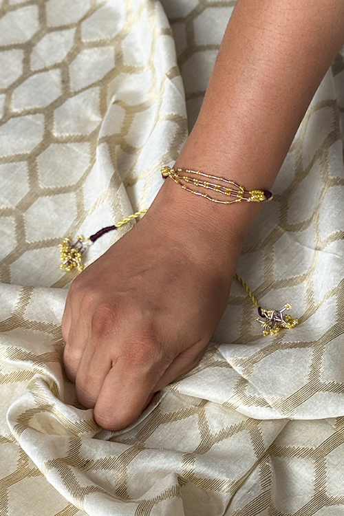 Antarang - Yellow Corel Bhai-Bhabhi Rakhi Set