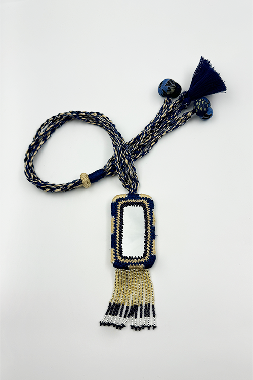 Antarang- Neel Ratan(Blue), Bead Jumki Long Neck Piece,  100% Cotton. Hand Made By Divyang Rural Women.