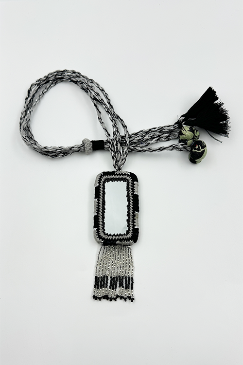 Antarang- Chandani (Black),Bead Jumki Long Neck Piece,  100% Cotton. Hand Made By Divyang Rural Women.