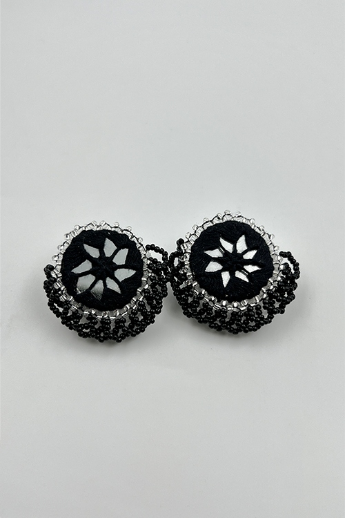 Antarang- Chandani (Black), Bead Jumki Earing,  100% Cotton.  Hand Made By Divyang Rural Women.