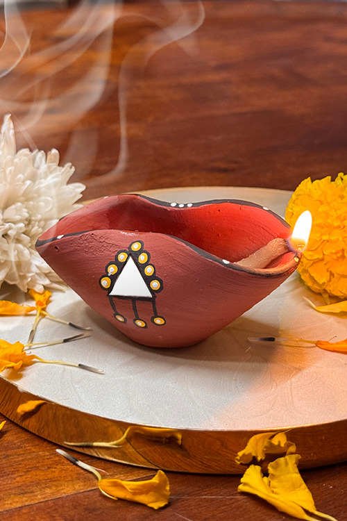 Antarang - Terracotta Put Terracotta Chapti Diya Set Of 10