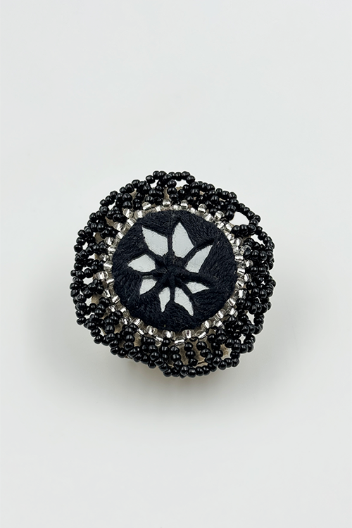 Antarang- Chandani (Black) Bead Jumki Ring,  100% Cotton. Hand Made By Divyang Rural Women.