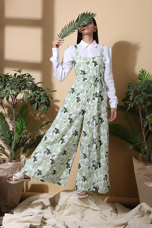 succulent overalls Buy Okhai Succulent Hand Block Printed Pure Cotton Jumpsuit For Women Online – Okhaistore