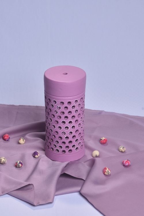 Antarang- Terracotta- Handcrafted- Cyclinder Lilac  Lampshade