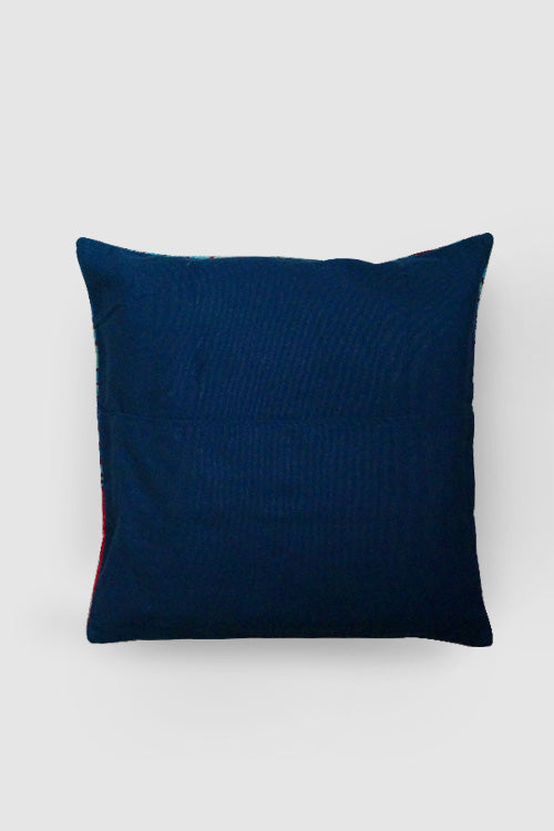 Zaina By Ctok Asters Chainstitch Embroidered Cushion Cover - Blue And Red