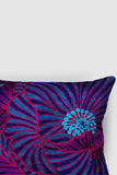 Zaina By Ctok Poppies Chainstitch Embroidered Cushion Cover - Blue & Red