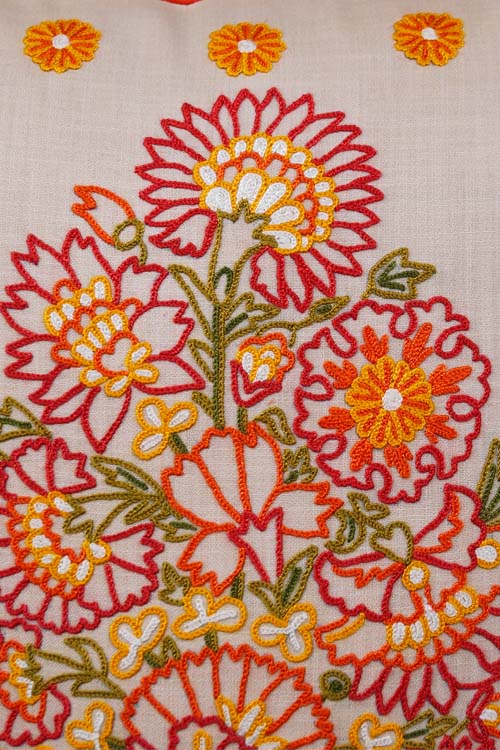 Dilara Aari Embroidered Cushion Cover - Cream