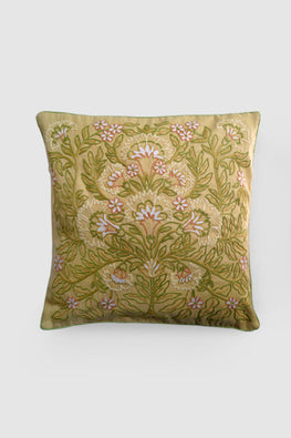 Dast-E-Gul Aari Embroidered Cushion Cover - Beige