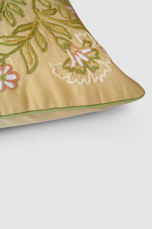 Dast-E-Gul Aari Embroidered Cushion Cover - Beige