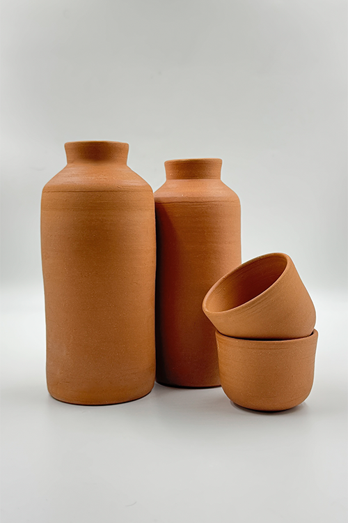 Antarang - Handcrafted Terracotta Water Bottle Full Set of 2– Eco-Friendly & Sustainable