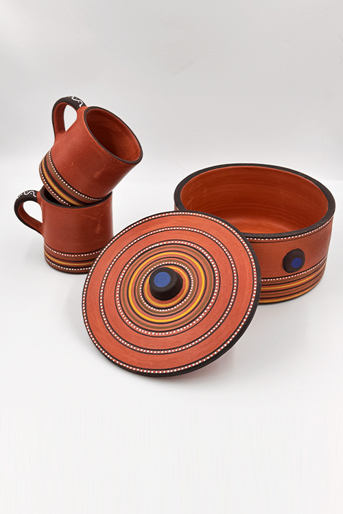 Antarang - Handcrafted Set Of 2 Mug And 1 Dabar