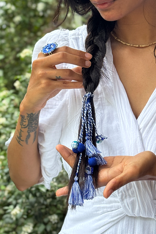 Antarang Blooming Bead-Evil Eye Lumba Bhai Bhabhi Rakhi Set