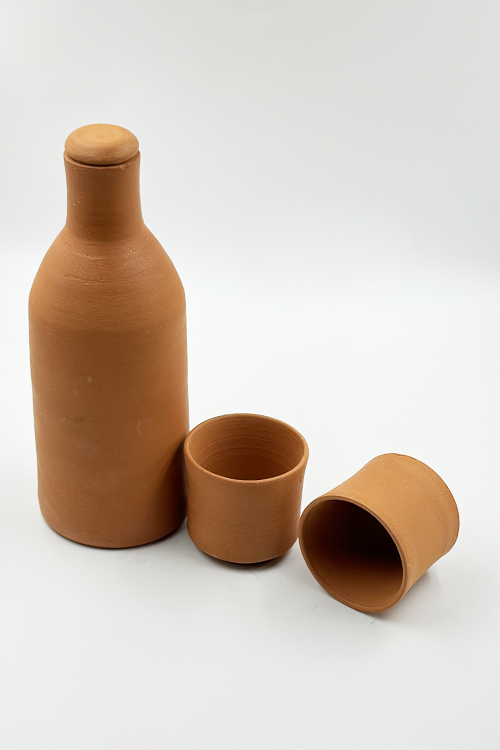 Antarang - Handcrafted Terracotta Water Bottle Set with 2 Glasses – Eco-Friendly & Sustainable