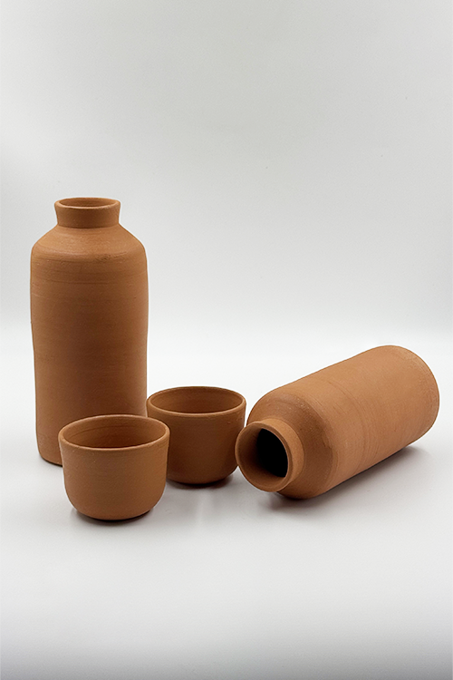 Antarang - Handcrafted Terracotta Water Bottle Full Set of 2– Eco-Friendly & Sustainable