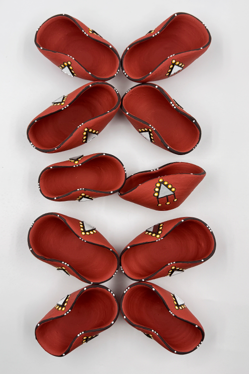 Antarang - Terracotta Put Terracotta Chapti Diya Set Of 10