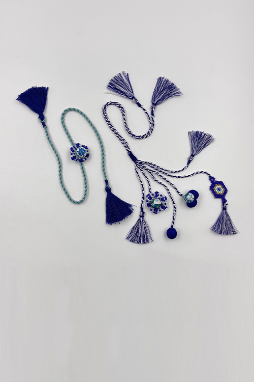 Antarang Blooming Bead-Evil Eye Lumba Bhai Bhabhi Rakhi Set